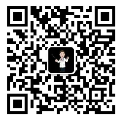 微信客服二维码,中心为戴听诊器的卡通医生形象